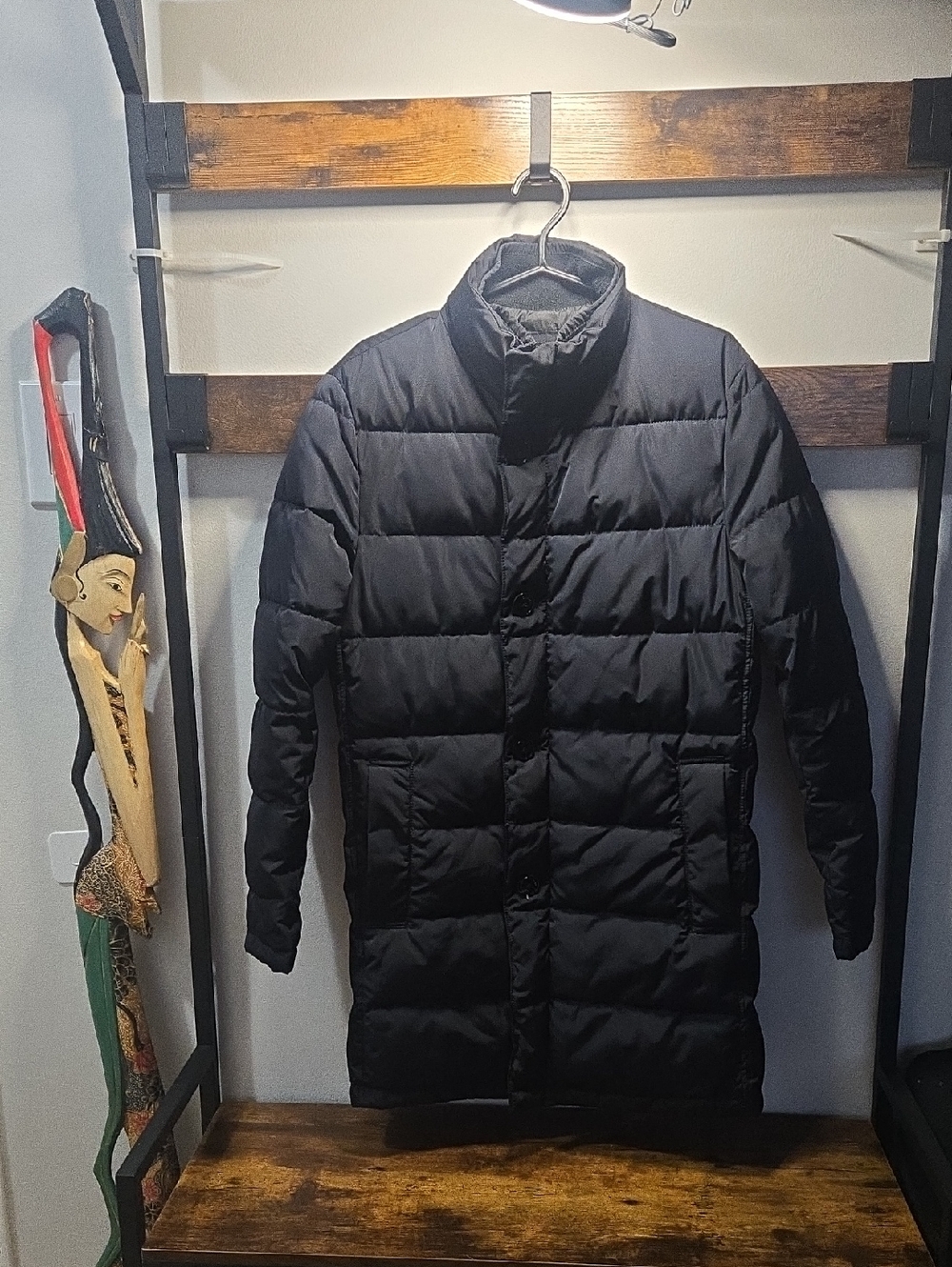Zara Men's Black Long Quilted Puffer Coat